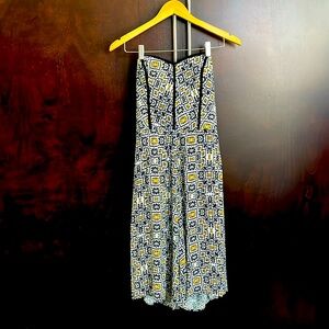 Xhileration Strapless Jumpsuit w Black Corset Style Boning & Pockets Sz SP